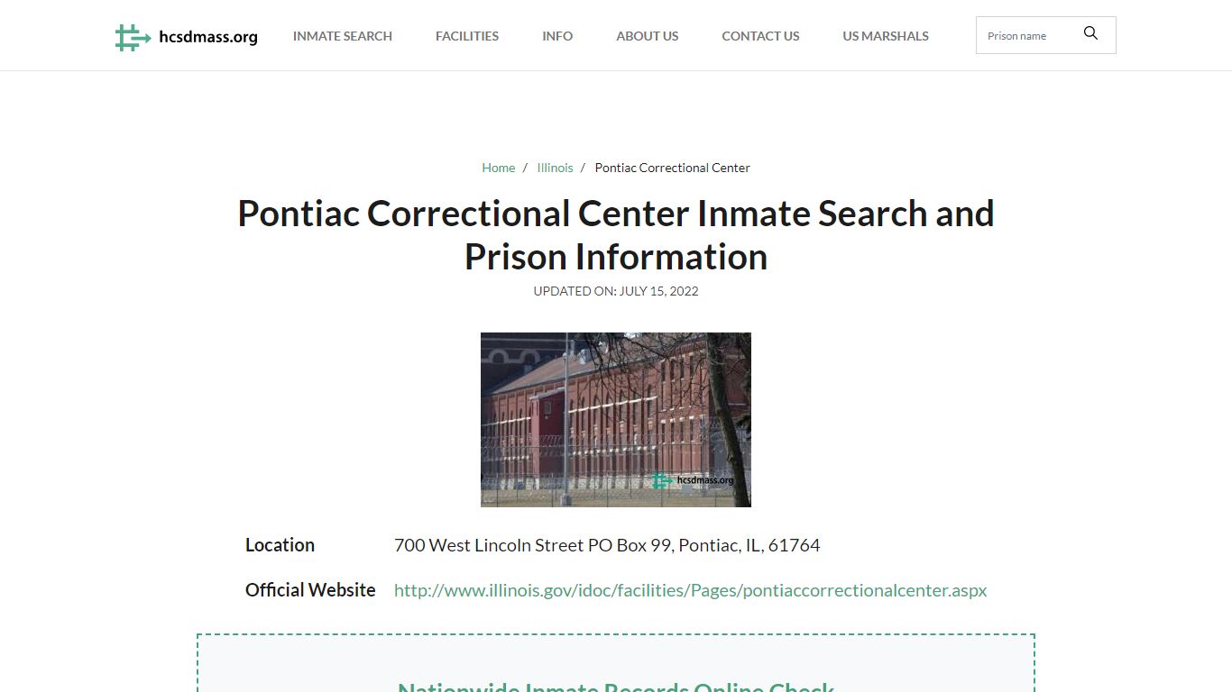 Pontiac Correctional Center Inmate Search, Visitation, Phone no ...